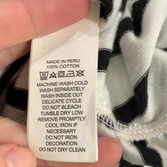 Kate Spade Broome Street Black and White Stripe Long Sleeve Ruffle Tee B10 - Picture 7 of 8